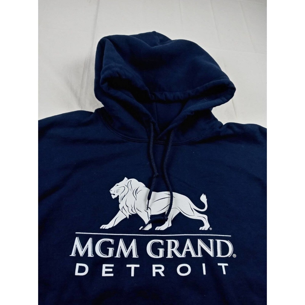 MGM Grand Detroit Hoodie Men Size XL Blue Pull Over Sweatshirt